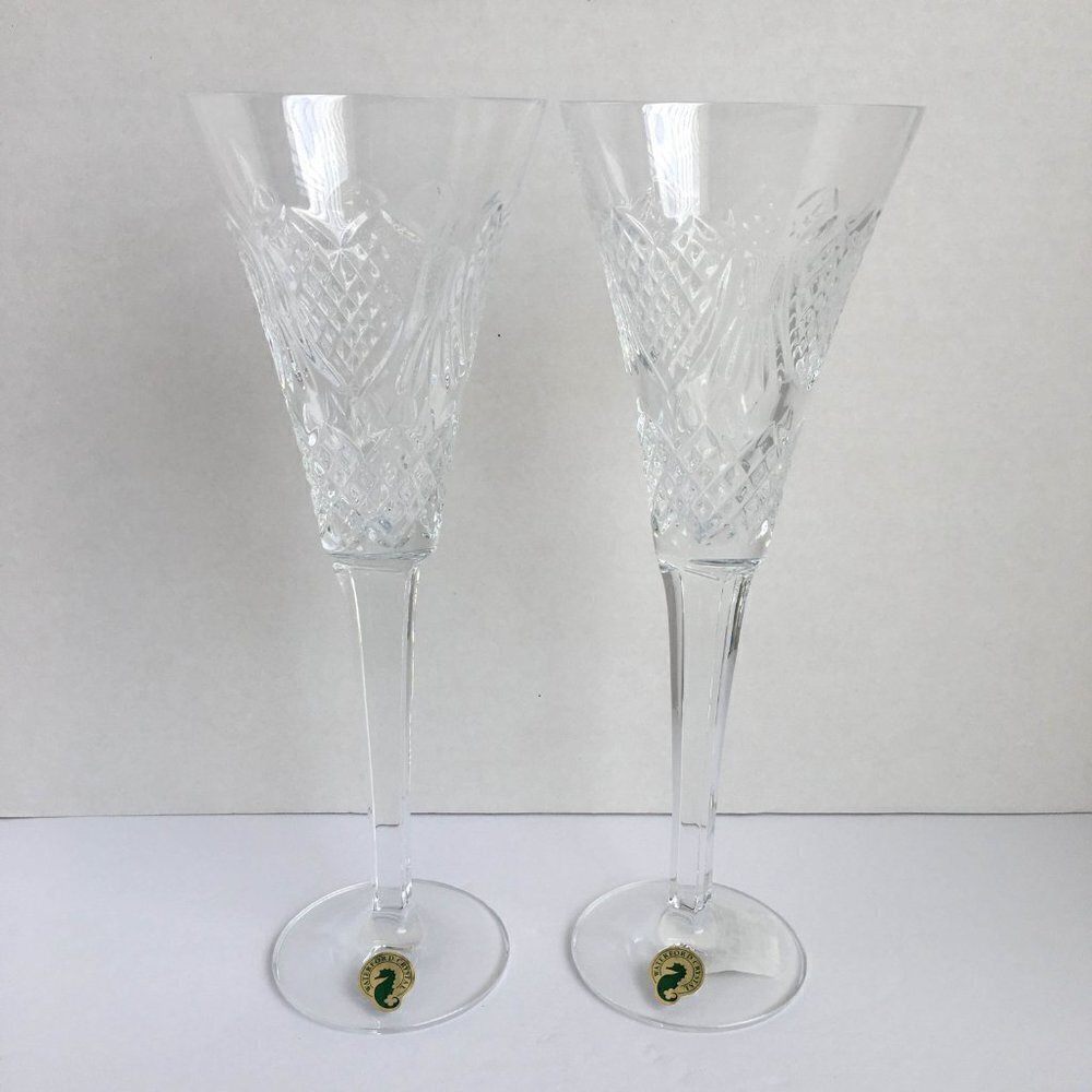 NEW Waterford Crystal Wedding Champagne Heirloom Heart Toasting Flute Pair - Picture 3 of 14